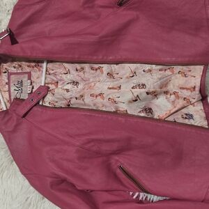 Chic Pink Faux Leather Jacket